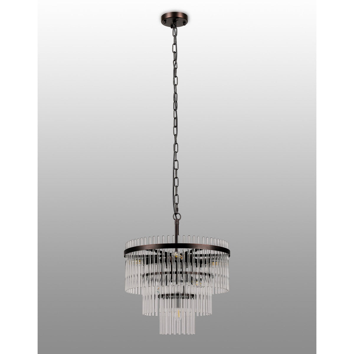 Charleton 450mm Pendant or Semi Flush Ceiling Light in Brown Oxide with Clear Glass Rods