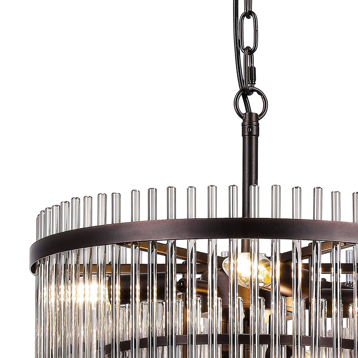 Charleton 450mm Pendant or Semi Flush Ceiling Light in Brown Oxide with Smoked Glass Rods