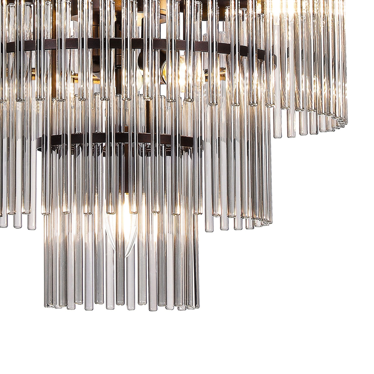 Charleton 450mm Pendant or Semi Flush Ceiling Light in Brown Oxide with Smoked Glass Rods