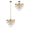 Charleton 450mm Pendant or Semi Flush Ceiling Light in Brass with Clear Glass Rods