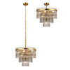 Charleton 450mm Pendant or Semi Flush Ceiling Light in Brass with Smoked Glass Rods