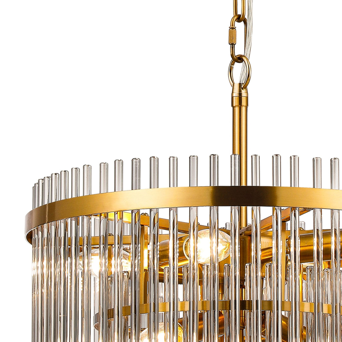 Charleton 450mm Pendant or Semi Flush Ceiling Light in Brass with Smoked Glass Rods