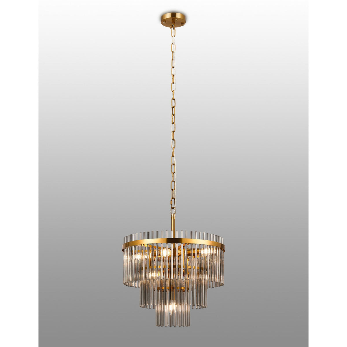 Charleton 450mm Pendant or Semi Flush Ceiling Light in Brass with Smoked Glass Rods
