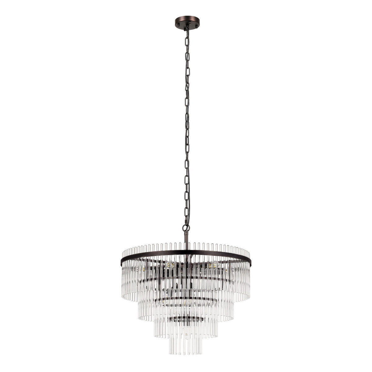 Charleton 600mm Pendant or Semi Flush Ceiling Light in Brown Oxide with Clear Glass Rods