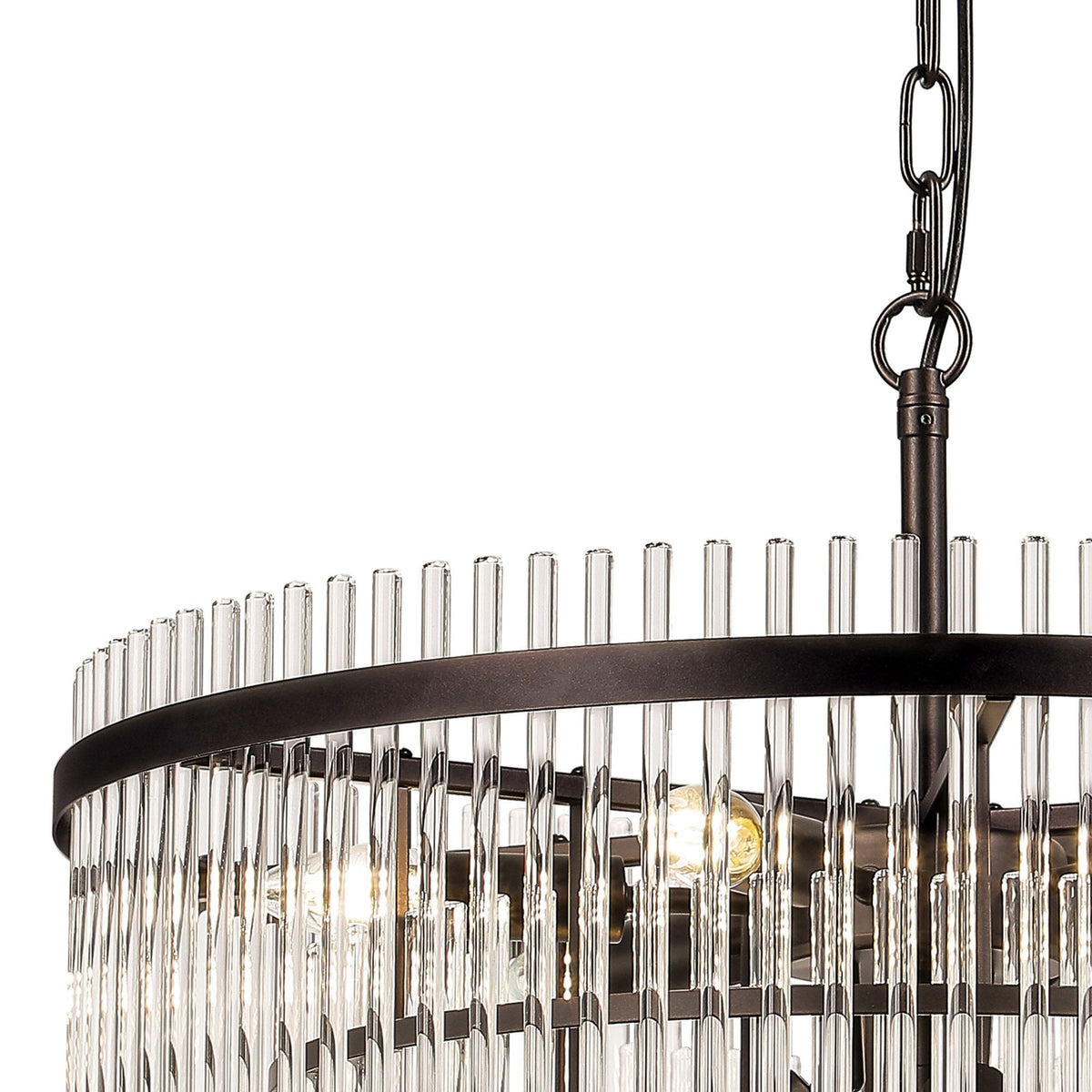 Charleton 600mm Pendant or Semi Flush Ceiling Light in Brown Oxide with Clear Glass Rods