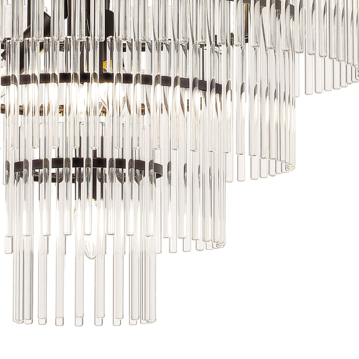 Charleton 600mm Pendant or Semi Flush Ceiling Light in Brown Oxide with Clear Glass Rods