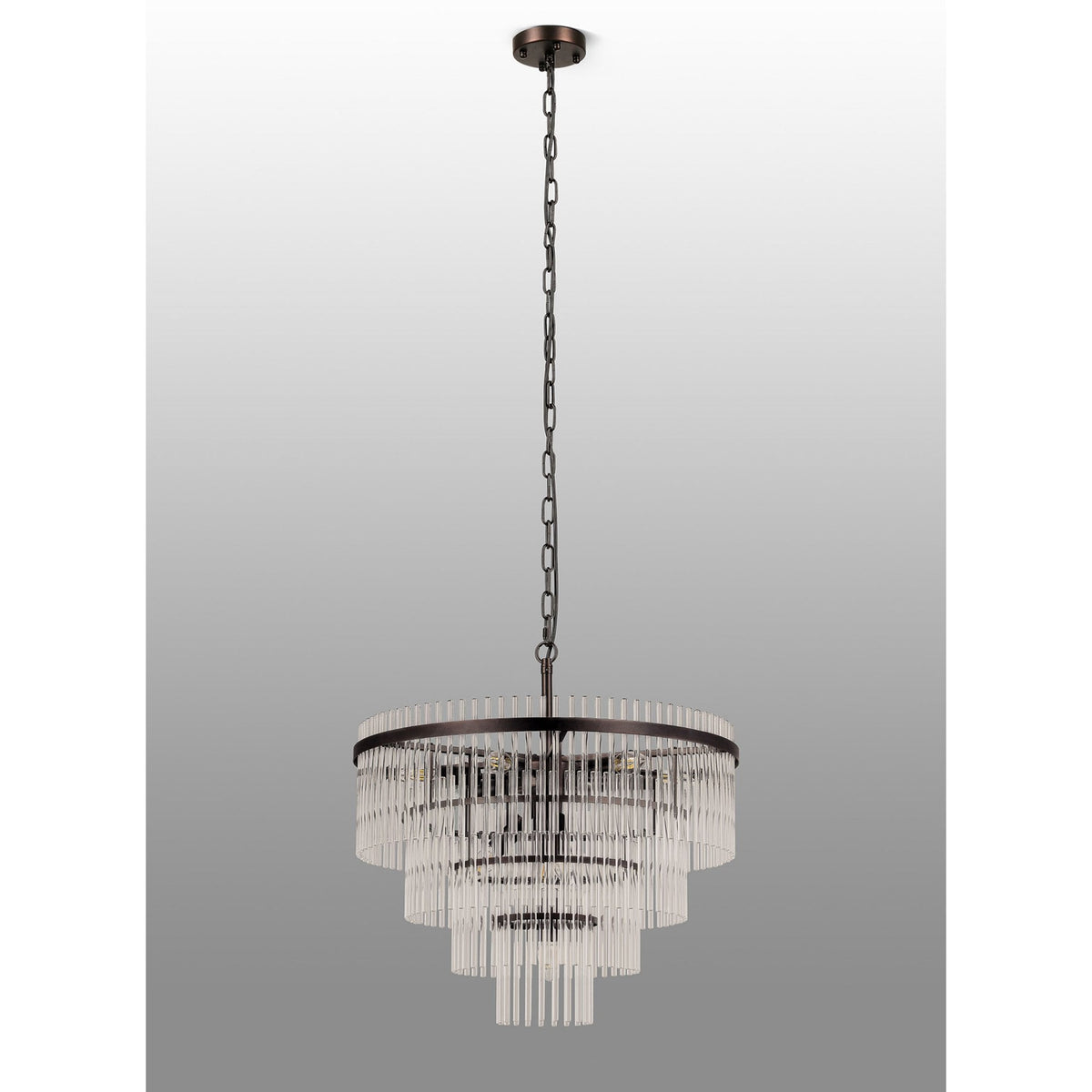 Charleton 600mm Pendant or Semi Flush Ceiling Light in Brown Oxide with Clear Glass Rods