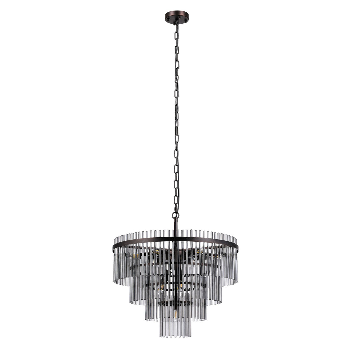 Charleton 600mm Pendant or Semi Flush Ceiling Light in Brown Oxide with Smoked Glass Rods