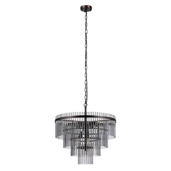 Charleton 600mm Pendant or Semi Flush Ceiling Light in Brown Oxide with Smoked Glass Rods