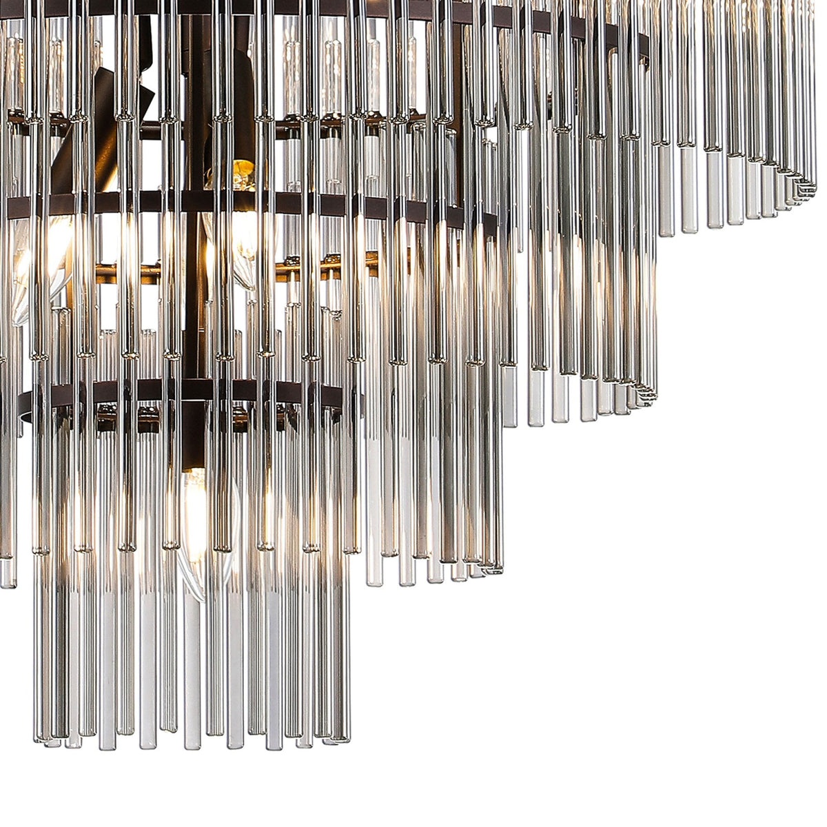 Charleton 600mm Pendant or Semi Flush Ceiling Light in Brown Oxide with Smoked Glass Rods
