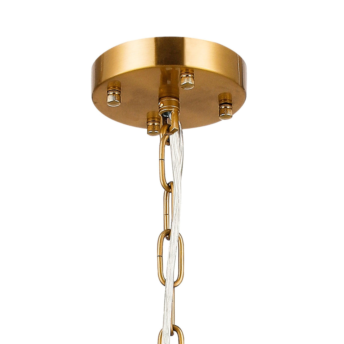 Charleton 600mm Pendant or Semi Flush Ceiling Light in Brass with Clear Glass Rods