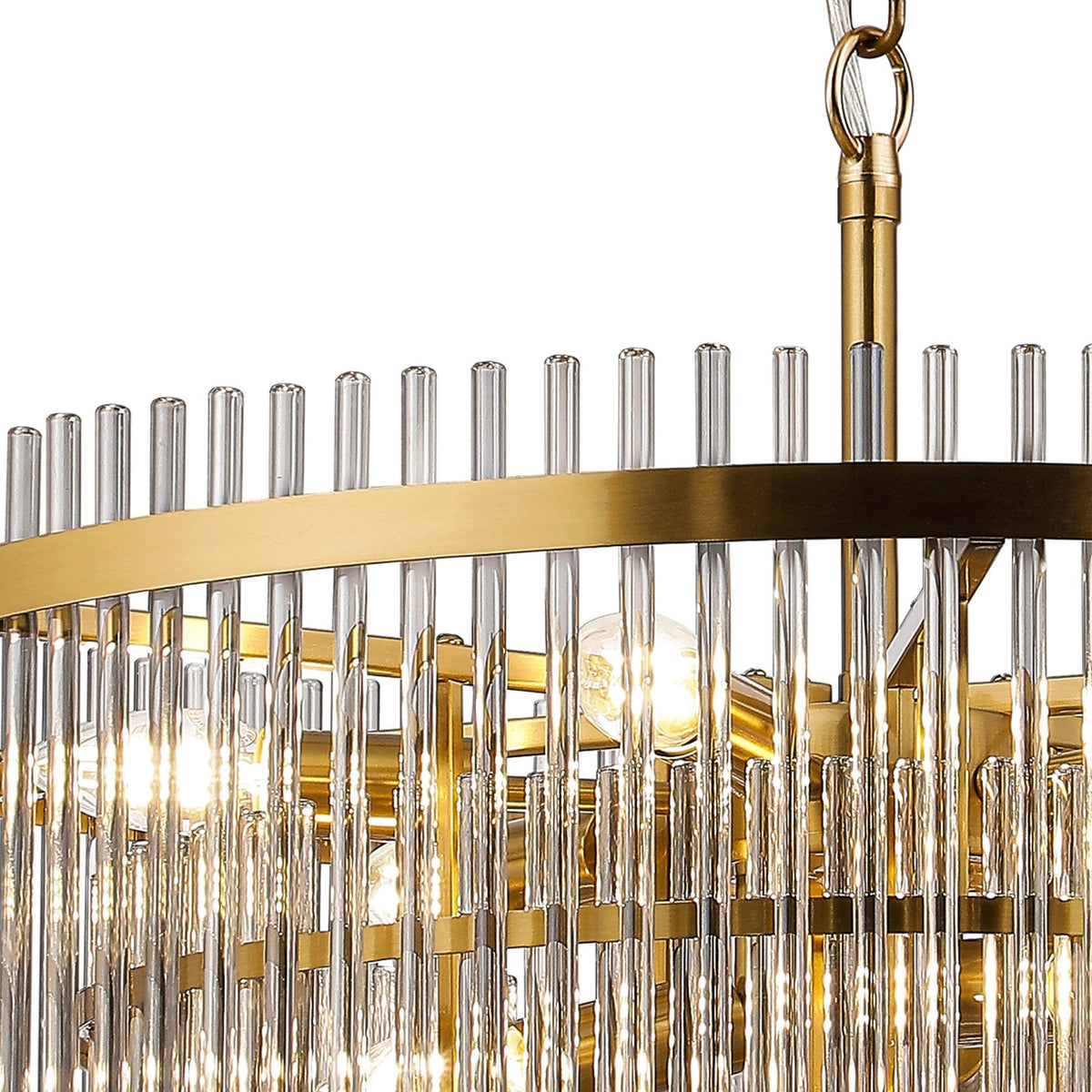 Charleton 600mm Pendant or Semi Flush Ceiling Light in Brass with Smoked Glass Rods