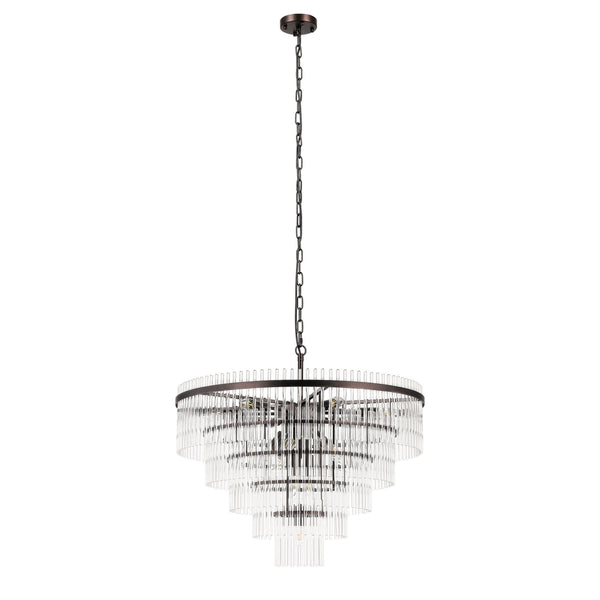 Charleton 770mm Pendant or Semi Flush Ceiling Light in Brown Oxide with Clear Glass Rods
