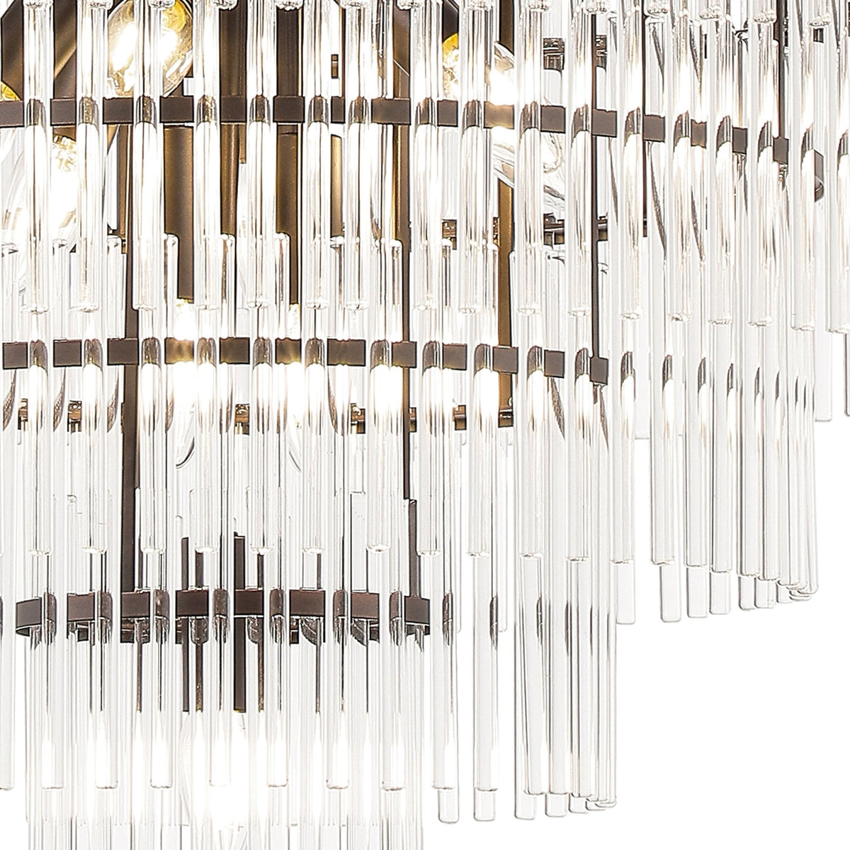Charleton 770mm Pendant or Semi Flush Ceiling Light in Brown Oxide with Clear Glass Rods