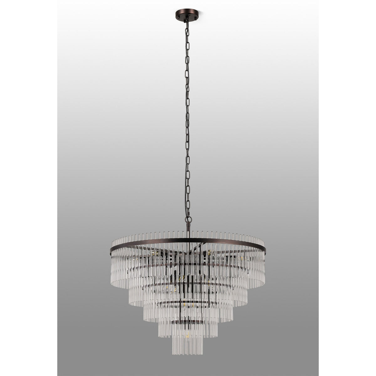 Charleton 770mm Pendant or Semi Flush Ceiling Light in Brown Oxide with Clear Glass Rods