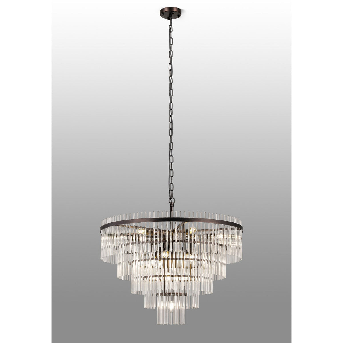 Charleton 770mm Pendant or Semi Flush Ceiling Light in Brown Oxide with Clear Glass Rods
