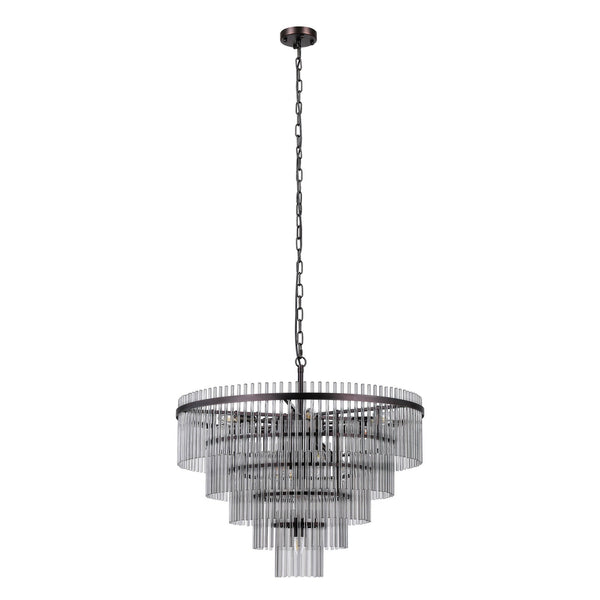 Charleton 770mm Pendant or Semi Flush Ceiling Light in Brown Oxide with Smoked Glass Rods