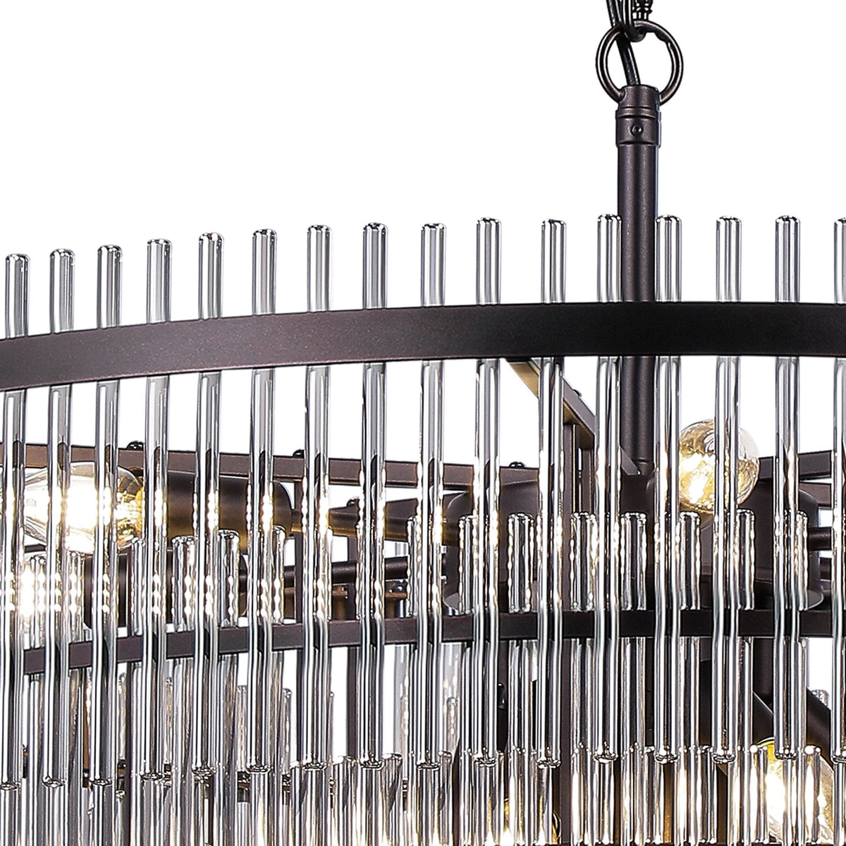 Charleton 770mm Pendant or Semi Flush Ceiling Light in Brown Oxide with Smoked Glass Rods