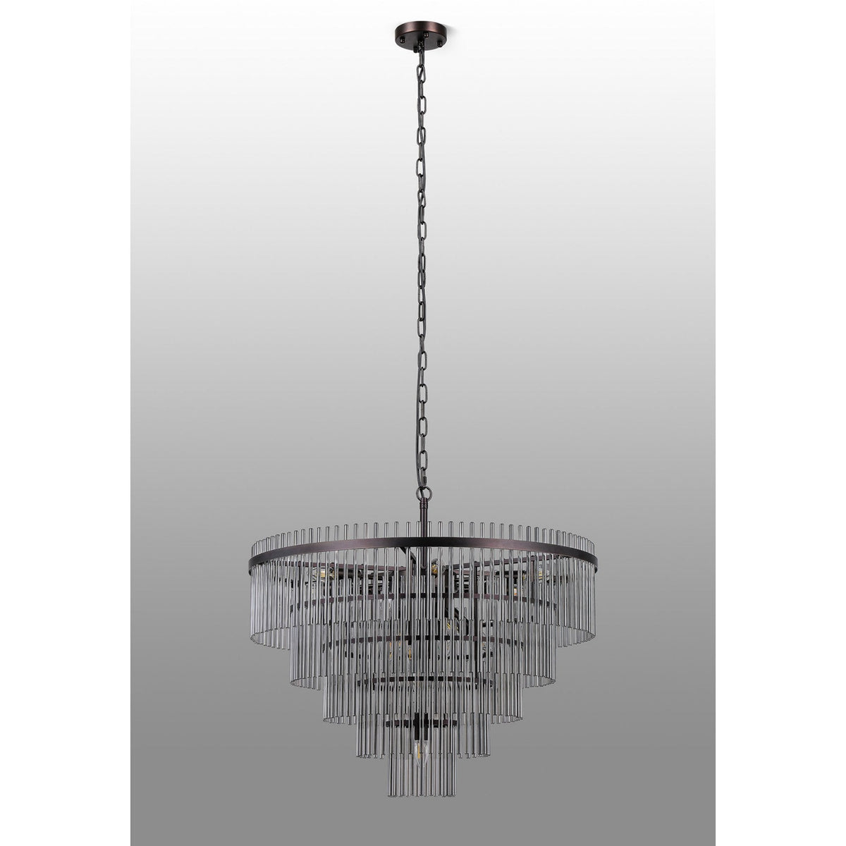 Charleton 770mm Pendant or Semi Flush Ceiling Light in Brown Oxide with Smoked Glass Rods