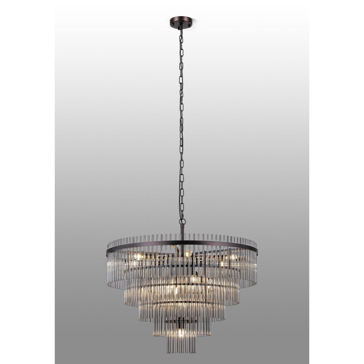 Charleton 770mm Pendant or Semi Flush Ceiling Light in Brown Oxide with Smoked Glass Rods