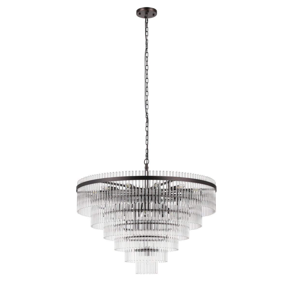 Charleton 960mm Pendant or Semi Flush Ceiling Light in Brown Oxide with Clear Glass Rods