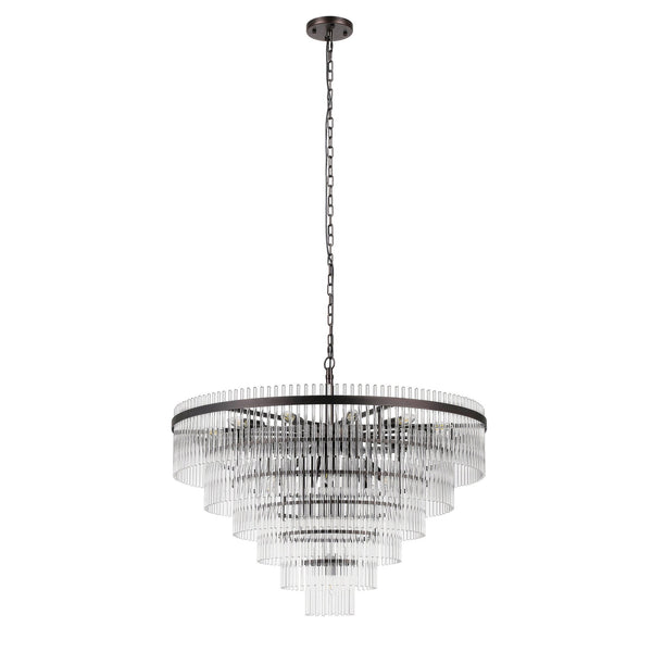 Charleton 960mm Pendant or Semi Flush Ceiling Light in Brown Oxide with Clear Glass Rods