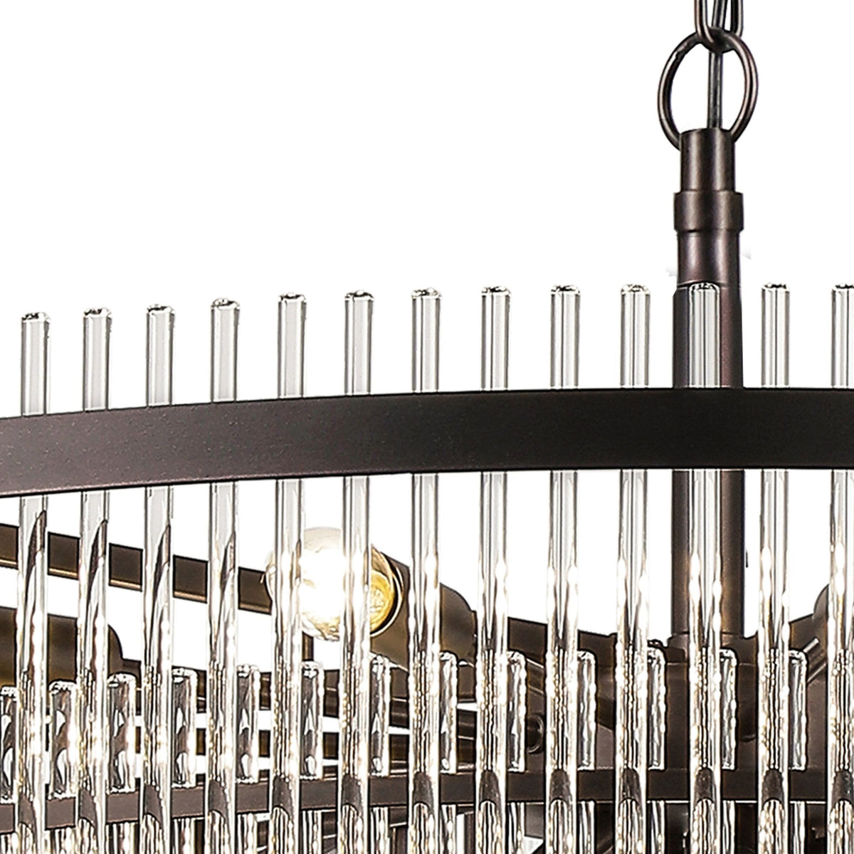 Charleton 960mm Pendant or Semi Flush Ceiling Light in Brown Oxide with Clear Glass Rods