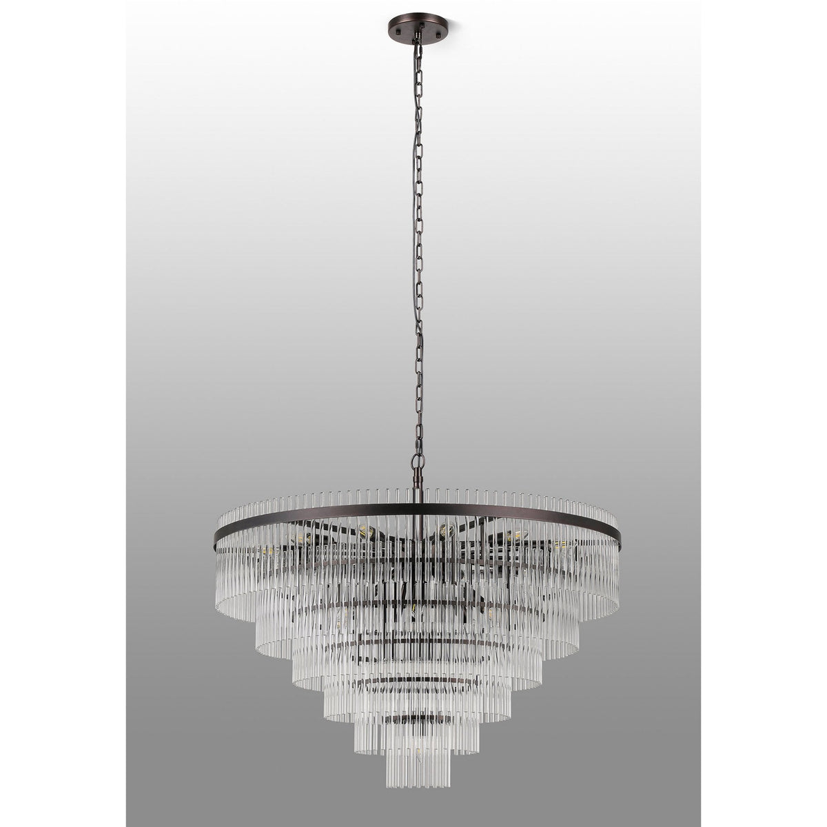 Charleton 960mm Pendant or Semi Flush Ceiling Light in Brown Oxide with Clear Glass Rods