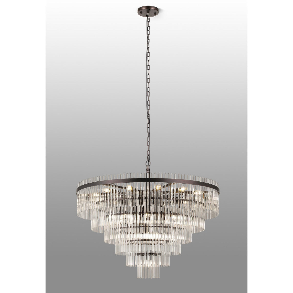 Charleton 960mm Pendant or Semi Flush Ceiling Light in Brown Oxide with Clear Glass Rods