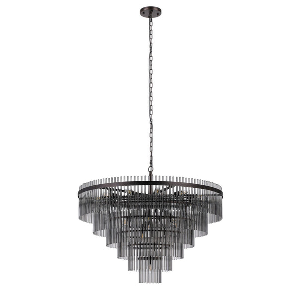 Charleton 960mm Pendant or Semi Flush Ceiling Light in Brown Oxide with Smoked Glass Rods