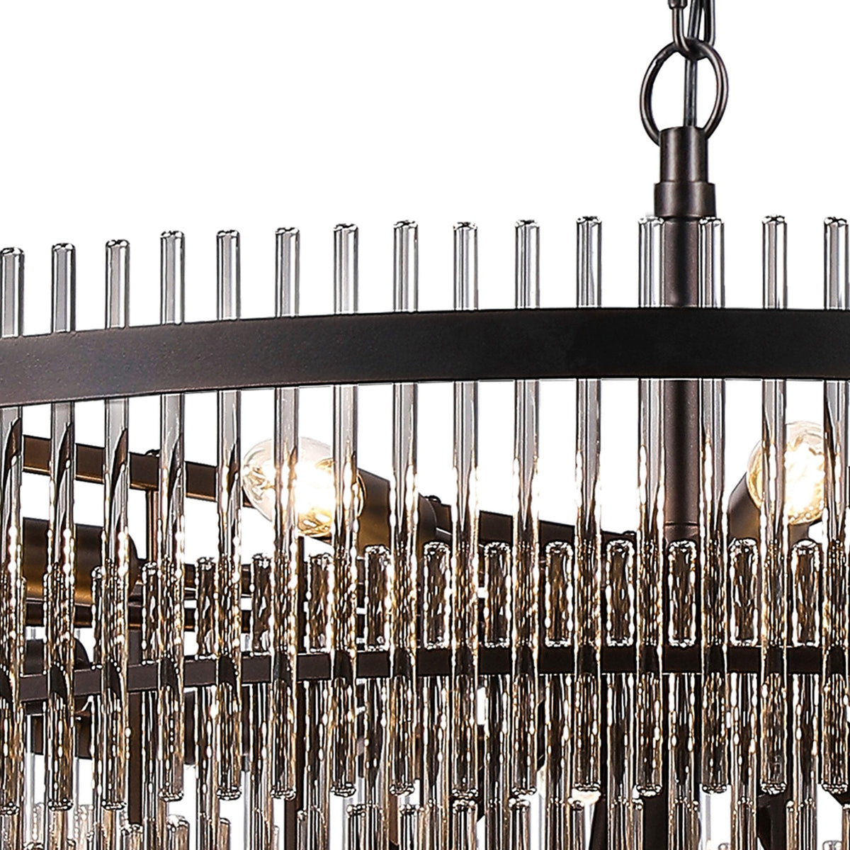 Charleton 960mm Pendant or Semi Flush Ceiling Light in Brown Oxide with Smoked Glass Rods
