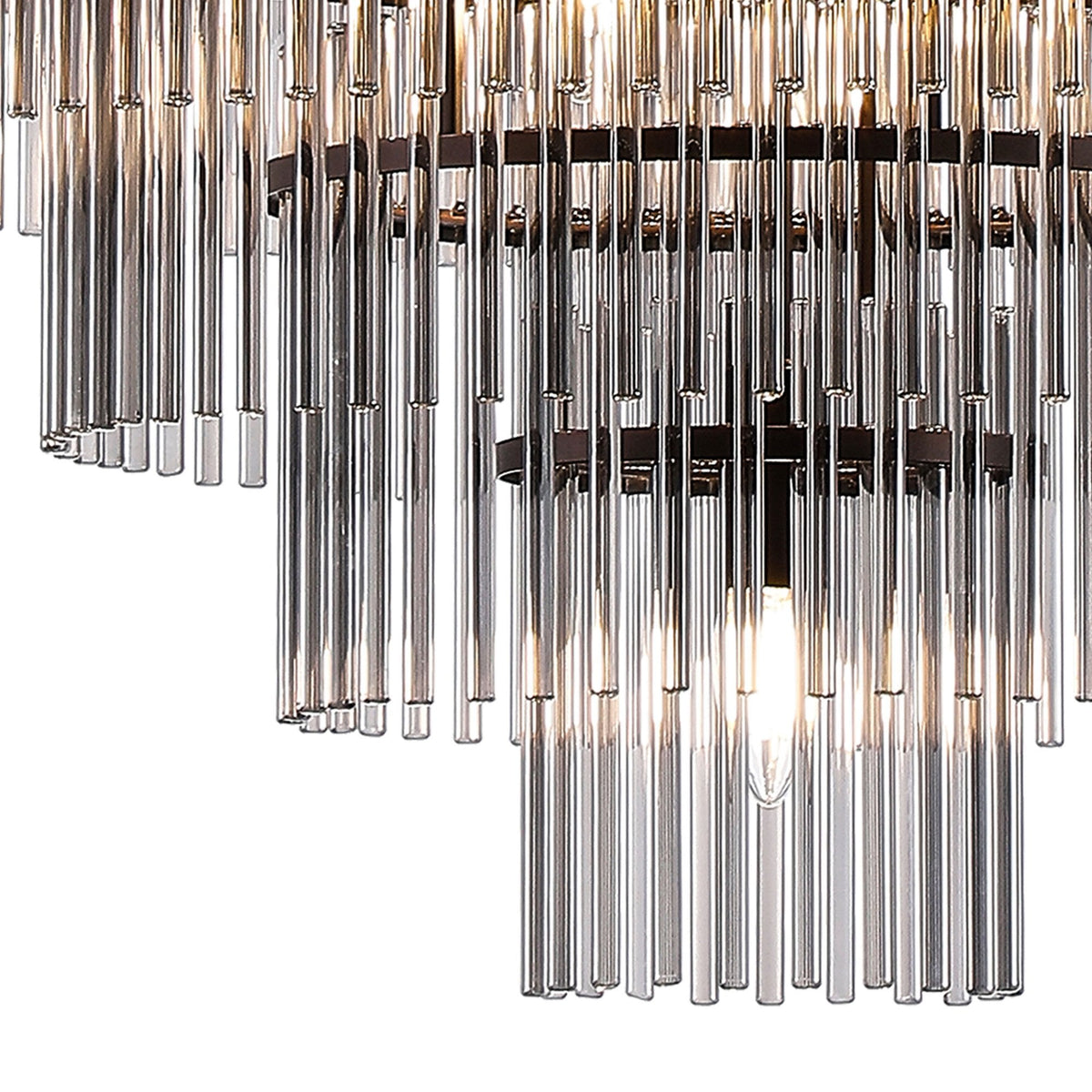 Charleton 960mm Pendant or Semi Flush Ceiling Light in Brown Oxide with Smoked Glass Rods