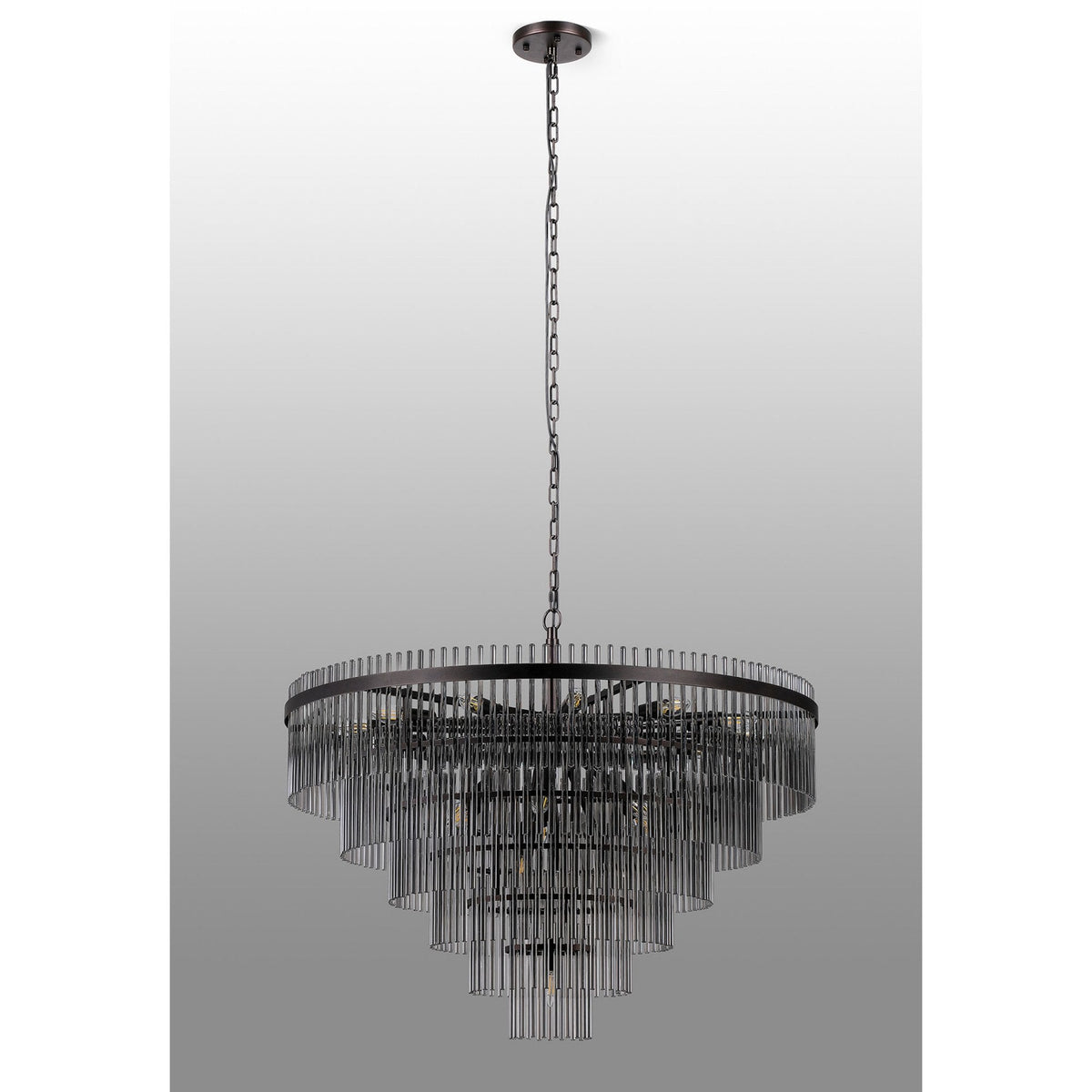 Charleton 960mm Pendant or Semi Flush Ceiling Light in Brown Oxide with Smoked Glass Rods