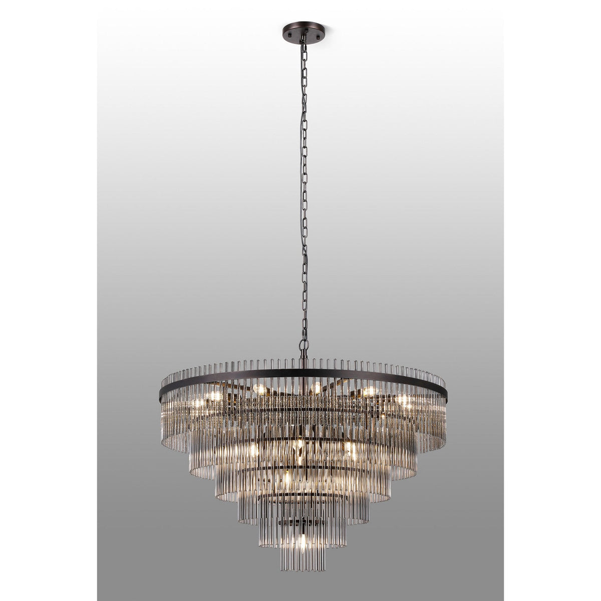 Charleton 960mm Pendant or Semi Flush Ceiling Light in Brown Oxide with Smoked Glass Rods