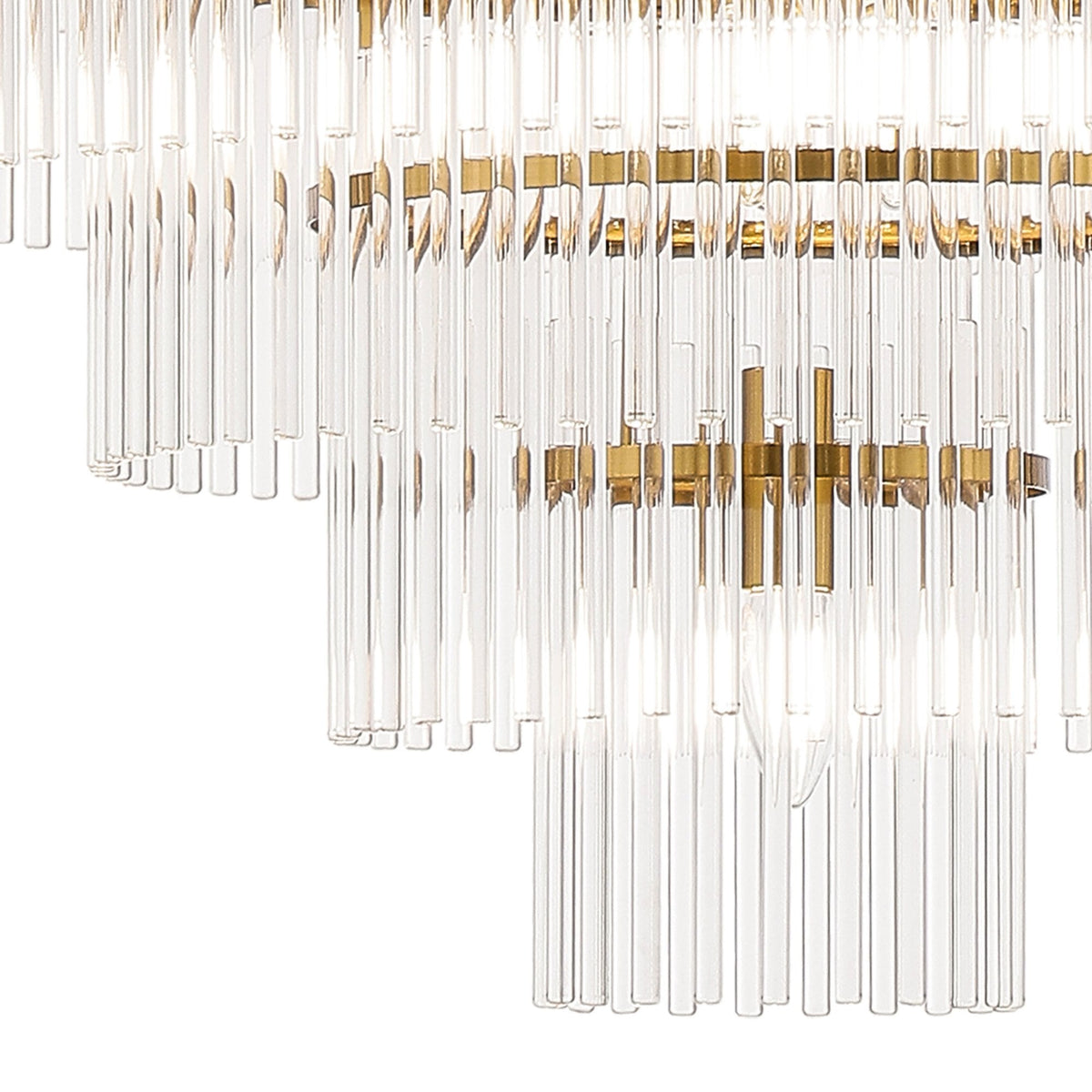 Charleton 960mm Pendant or Semi Flush Ceiling Light in Brass with Clear Glass Rods