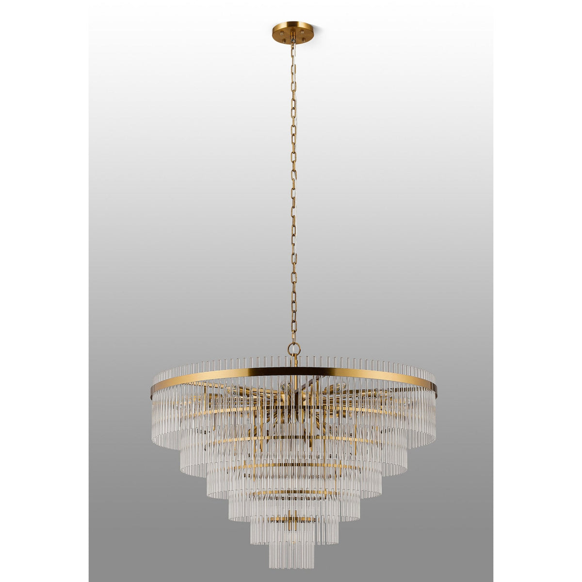 Charleton 960mm Pendant or Semi Flush Ceiling Light in Brass with Clear Glass Rods