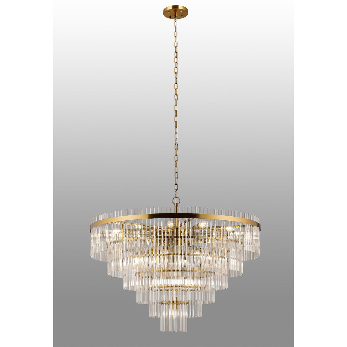 Charleton 960mm Pendant or Semi Flush Ceiling Light in Brass with Clear Glass Rods