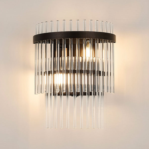 Charleton Wall Light in Brown Oxide with Clear Glass Rods