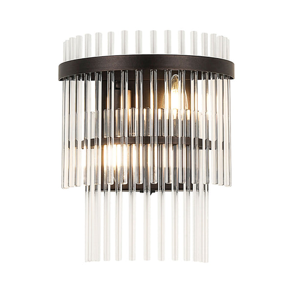 Charleton Wall Light in Brown Oxide with Clear Glass Rods