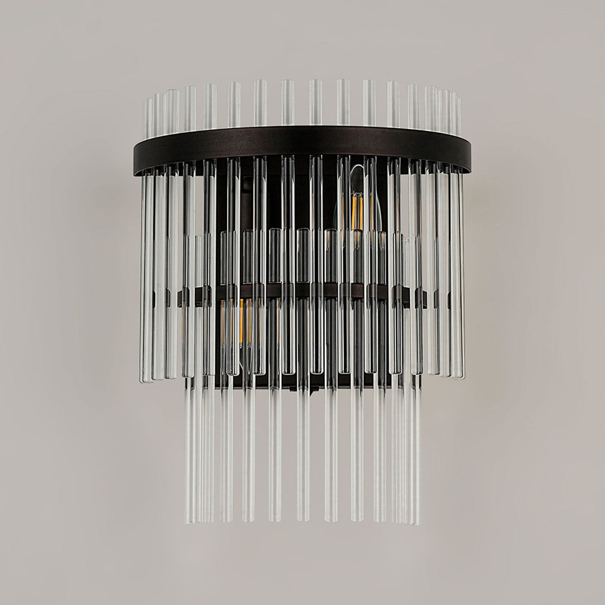 Charleton Wall Light in Brown Oxide with Clear Glass Rods