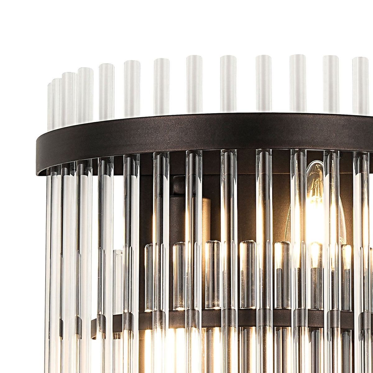 Charleton Wall Light in Brown Oxide with Clear Glass Rods