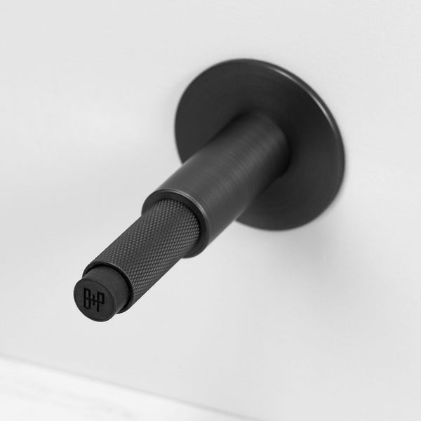 Cross Cut Knurled Wall Mounted Door Stop in Smoked Bronze