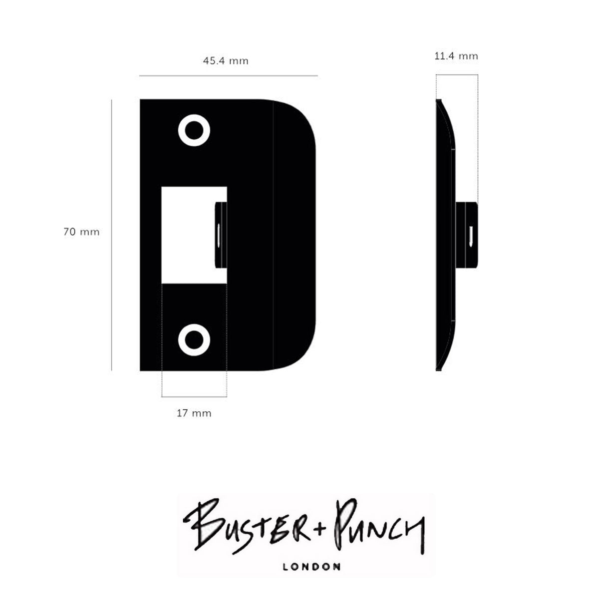 D Shaped Strike Plate in Black