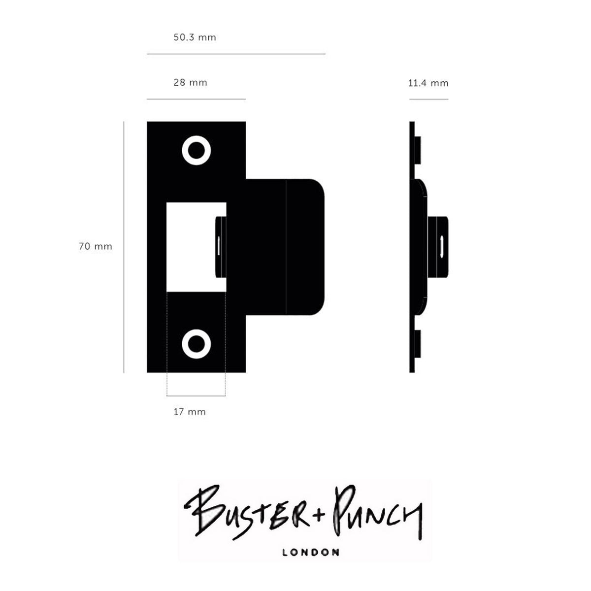 T Shaped Strike Plate in Gun Metal Grey for 60mm Doors