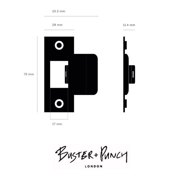 T Shaped Strike Plate in Brass for 54mm Doors