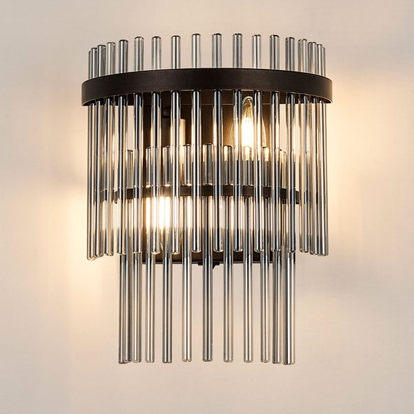 Charleton Wall Light in Brown Oxide with Smoked Glass Rods