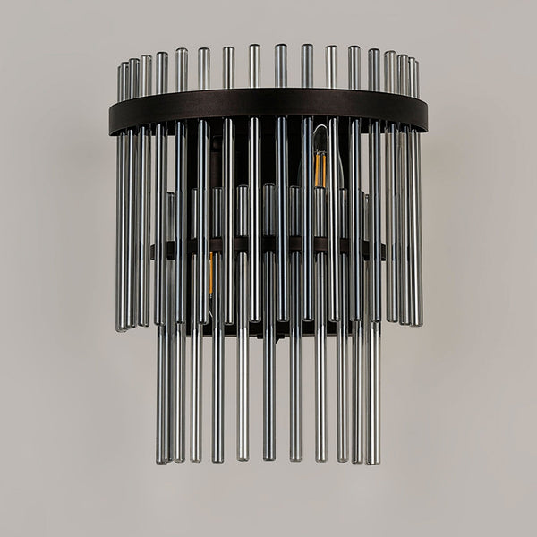 Charleton Wall Light in Brown Oxide with Smoked Glass Rods