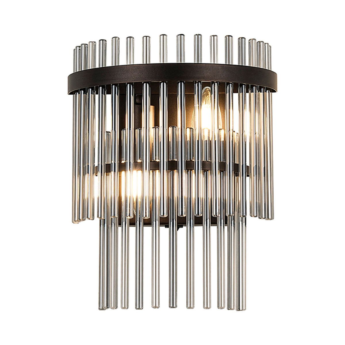 Charleton Wall Light in Brown Oxide with Smoked Glass Rods