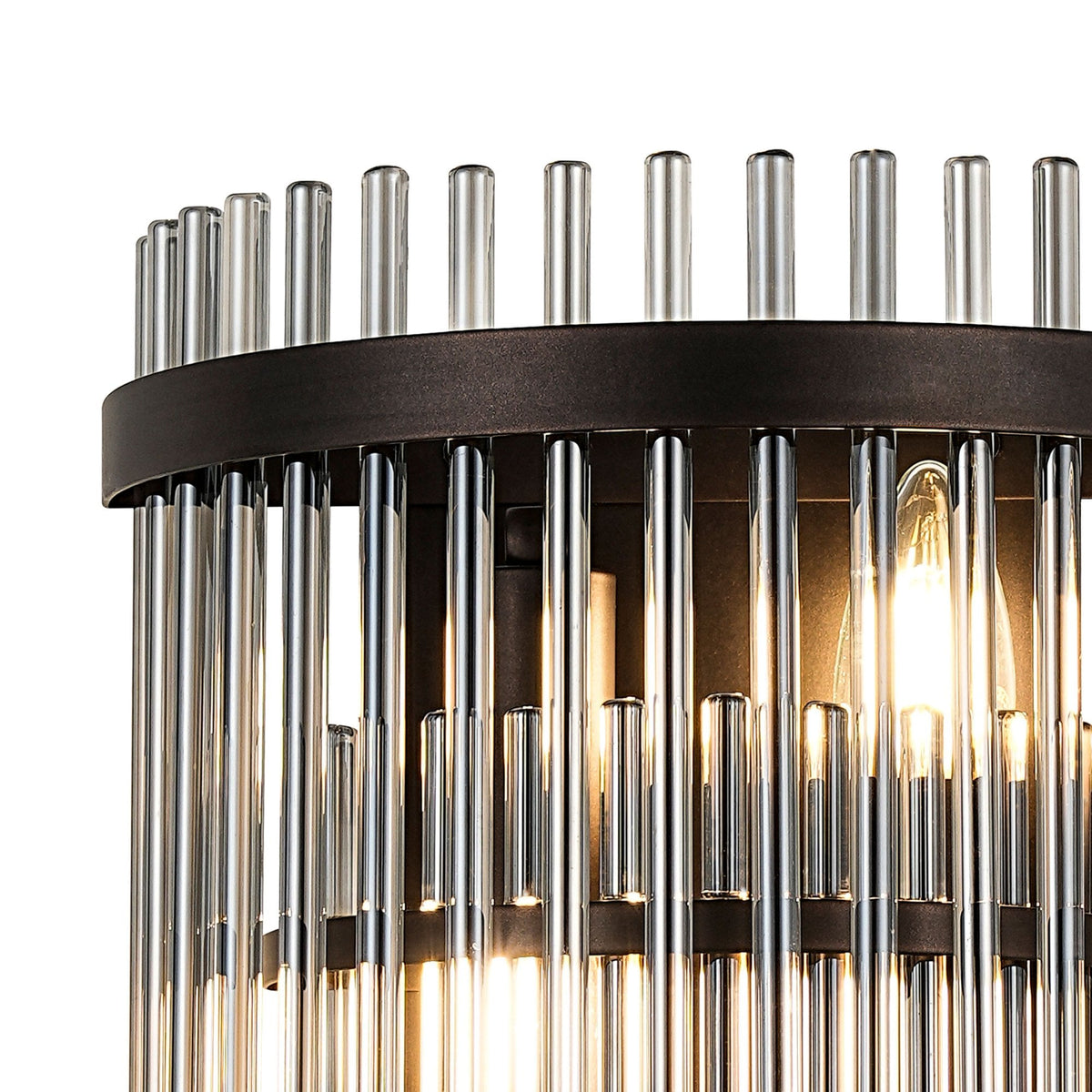 Charleton Wall Light in Brown Oxide with Smoked Glass Rods