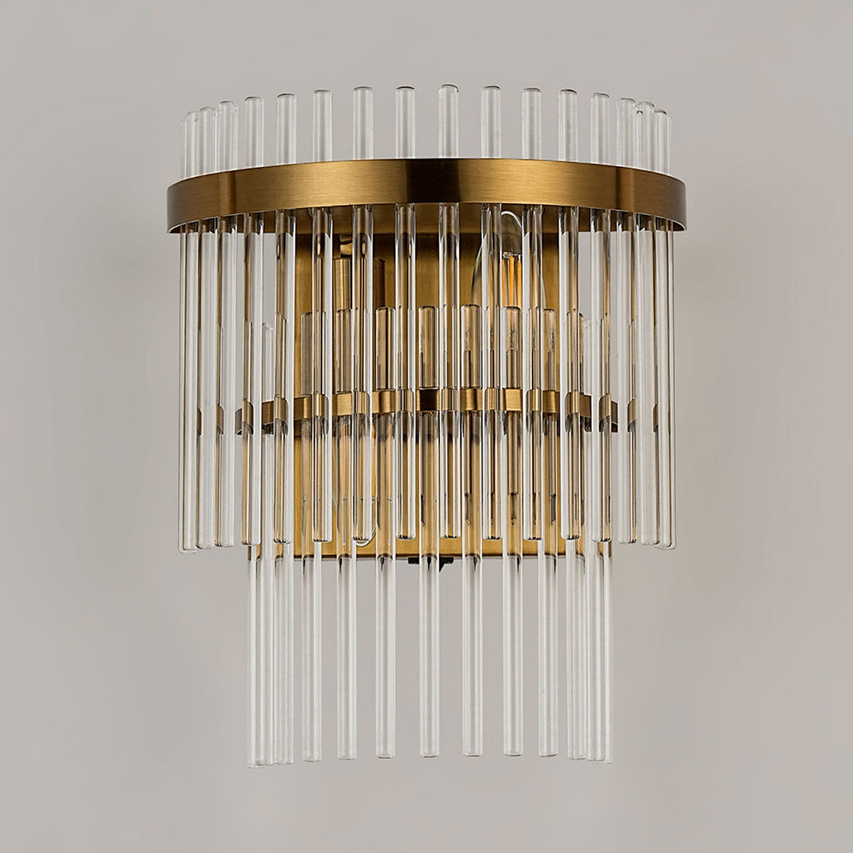 Charleton Wall Light in Brass with Clear Glass Rods